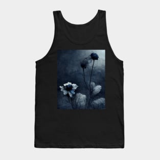 Lonely Withered Flowers in Shades of Dark Blue and Grey Tank Top